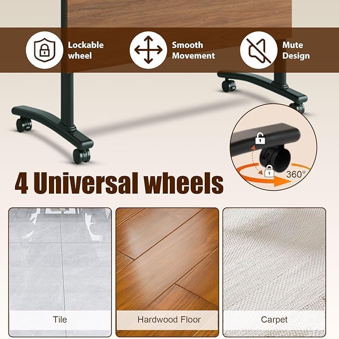 2 Pack Folding Conference Room Tables with Wheel -Modern Large Modular Conference Table,Stackable Flip Top Training Meeting Table,Space Saving,for Seminar,Office,Classroom(Walunt B,71IN,2pack)