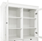 Polibi Large 72" H x 40" W Kitchen Pantry Cabinet Freestanding Storage with Glass Doors, Adjustable Shelves & Drawers, Serving Trays for Coffee Bar or Dining Room, White