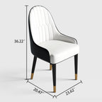 AF ARTISAN FURNITURE Black White Dining Chairs Set of 2 with High Backs Mid Century Modern Kitchen Dining Room Chairs PU Faux Leather Upholstered Large Padded Accent Chair with Legs