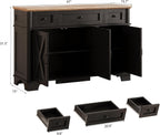 BestHaped Farmhouse Buffet Cabinet with Storage, Black Sideboard Buffet Cabinet with Adjustable Shelves & 3 Drawers, Buffet Table Coffee Bar Wine Bar Storage for Kitchen & Living Room, 47 Inch
