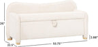 Walker Edison Chantelle Modern Contemporary Curved Upholstered Bench with Storage, 56 Inch, Ivory Bouclé
