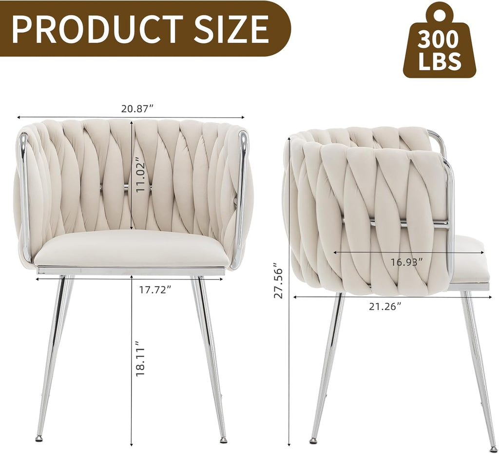 Velvet Dining Chairs Set of 4, Upholstered Dining Room Chairs with Metal Legs, Sillas de Comedor Modernas 4, Modern Kitchen Chairs for Dining Room, Living Room, Kitchen, Bedroom, Beige