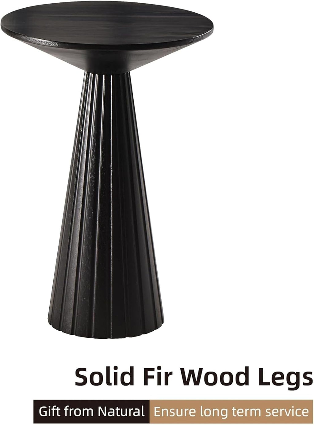 COZAYH Pedestal Small Drink Table Round Martini Table Wood Plant Stand End Table for Small Space Living Room, Bedroom, Black