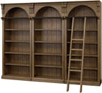 Traditional 8' Tall Wood Bookcase Wall With Ladder Office Bookcase Brown