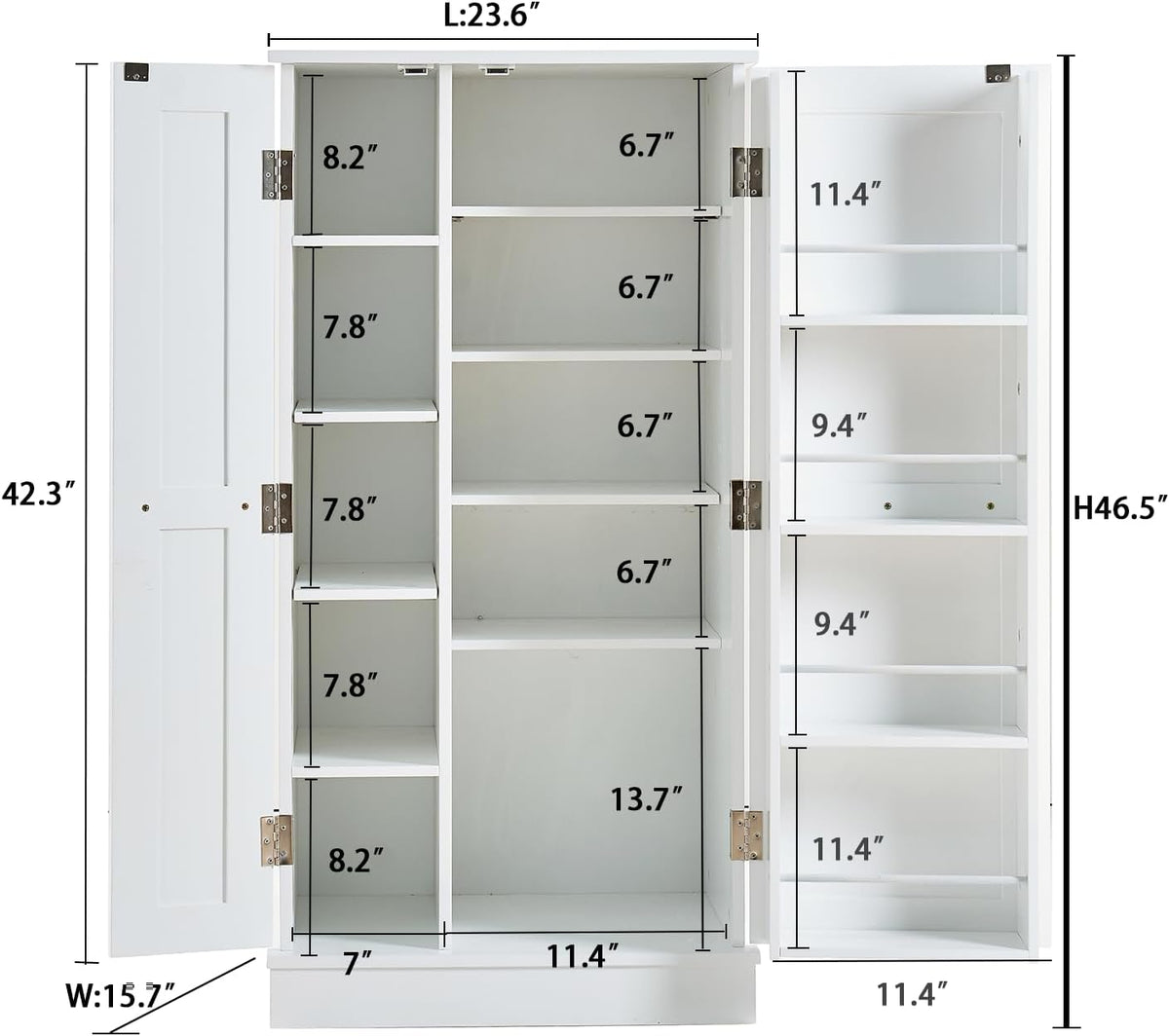 Small Kitchen Pantry Cabinet,White Storage Cabinet Dining Room,Small Food Pantry Cabinet with Doors & Adjustable Shelves,Kitchen cupboards
