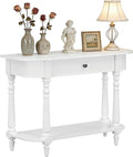 LKTART Solid Wood Corner-Curved Console Table,Farmhouse Space-Saving Entryway Sofa Table with Drawer & Open Shelf for Living Room,Hallway,Foyer(White 36")