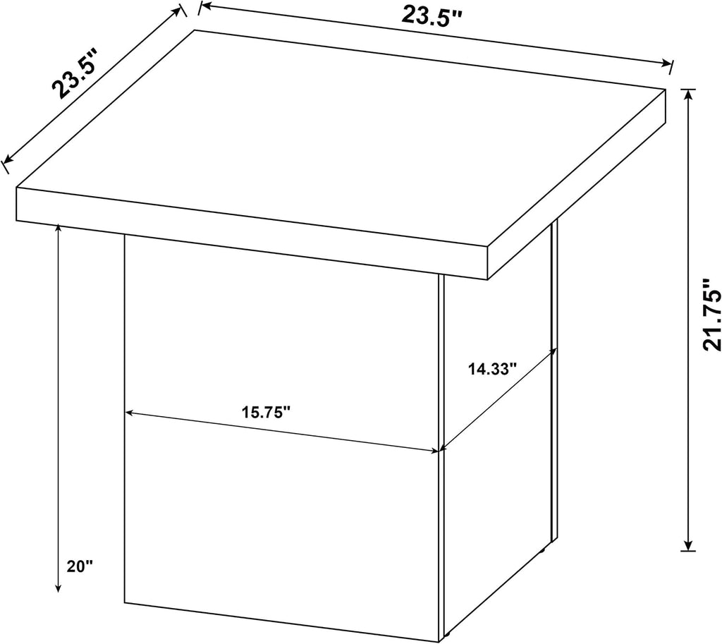 Coaster Home Furnishings - Devar - Wood - Square End Table with Thick Top, Plinth Base, and Blocky Frame - Living Room - 23.5-Inch - Dark Pine - 710887