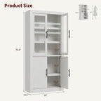 Tall Kitchen Pantry Cabinet, Farmhouse Kitchen Pantry Storage Cabinet Wood, 70.45" Large Cupboard with 4 Doors & Adjustable Shelves for Kitchen Storage, Dining, Office, Rustic White