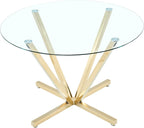 HomVent Round Dining Table, 45.2" Glass Dining Room Table for 4-6, Glass Kitchen Table with Gold Metal Legs for Apartment Home Kitchen Living Room