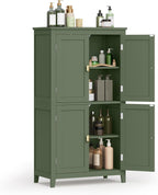 VASAGLE Floor Storage Cabinet, Freestanding Unit, 4 Doors | Adjustable Shelves, 11.8 x 23.6 x 43.3 Inches, for Entryway, Bathroom, Forest Green, UBBC552C01