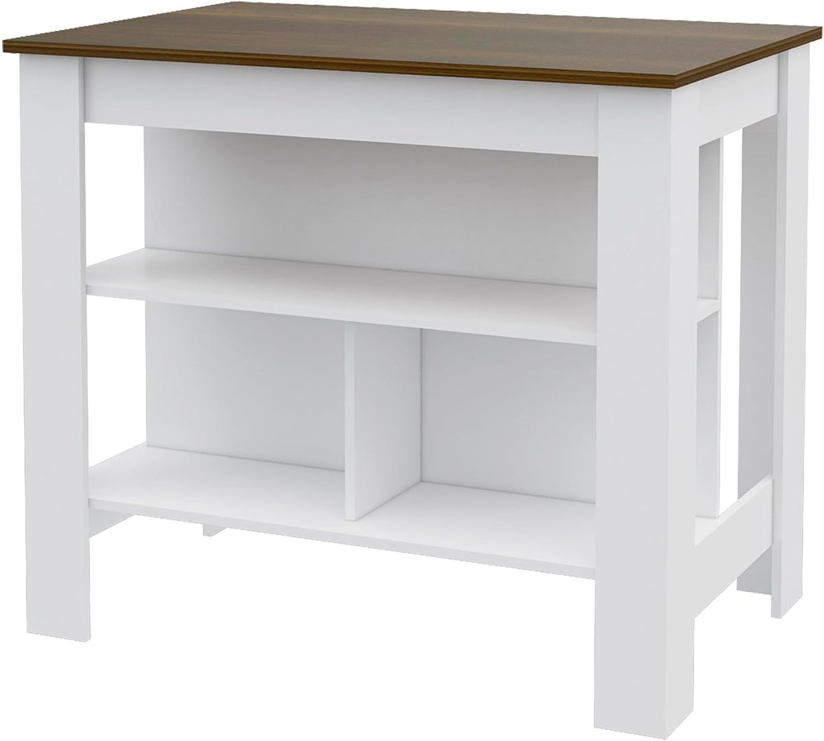 Kitchen Island with Three Concealed Shelves, Multicolor | Modern kitchen island with three concealed shelves and spacious surface