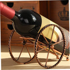 Metal Wine Rack Holder Wine Rack Iron Two Wheels Holder Shelf Decorative Tabletop Bottle Holders.