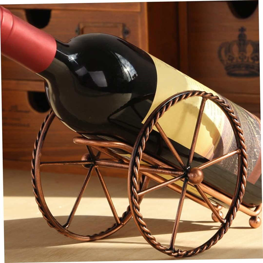 Metal Wine Rack Holder Wine Rack Iron Two Wheels Holder Shelf Decorative Tabletop Bottle Holders.