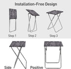 Tv Trays Folding Tv Table, Dinner Table for Eating with Sturdy Metal Frame, Small Foldable Snack Trays Table for Living Room, Couch,Sofa, Bed, No Assembly Required (Black Marble)