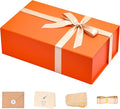 LIFELUM Gift Boxes Bulk, 13.85 x 8.35 x 4.45 inch 1 Pack Orange Gift Boxes with Lids Contains Card, Ribbon, Shredded Paper Filler Gift Boxes for Birthdays, Baby Shower, Bridal Gifts,Weddings