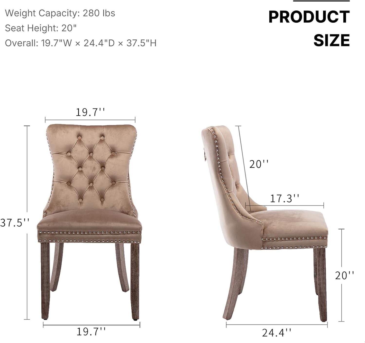 OVENTA Modern Tufted Upholstered Dining Chairs Set of 6, Sand Velvet Dining Room Chair with Solid Wood Legs, Sillas de Comedor, Kitchen Chairs (Sand, Velvet Set of 6)