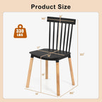 POWERSTONE Windsor Dining Chair Set of 4, Farmhouse Kitchen Chairs with Solid Wood Legs Spindle Dining Room Chair for Dining Living Room Restaurant Black
