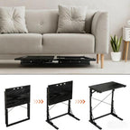 24 inch Foldable TV Tray Table, Foldable Portable C-Shaped Sofa end Table, Oversized Sofa Side Laptop Desk, Suitable for Living Room and Bedroom (1, Black)