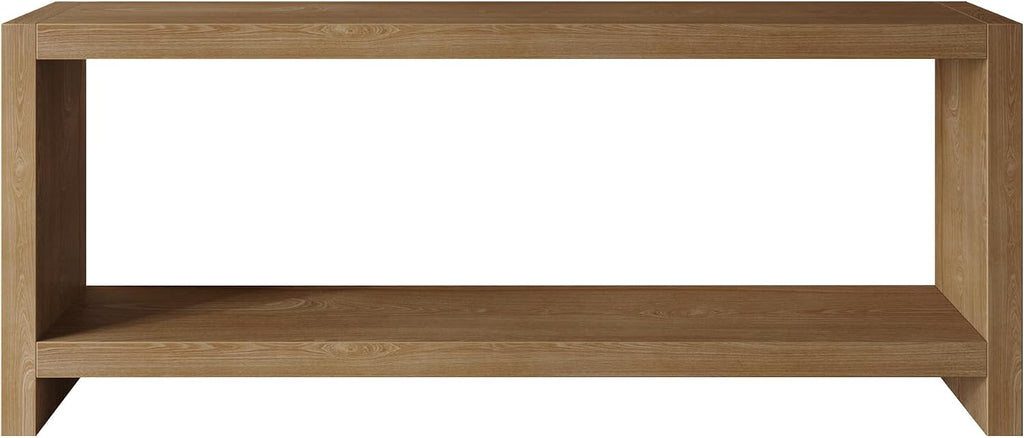 LUMISOL 63-Inch Farmhouse Console Table with Shelf, Light Brown | 2-Tier Rustic Entryway Table with Wood Veneer, Vintage Sofa Table for Behind Couch, for Living Room, for Hallway
