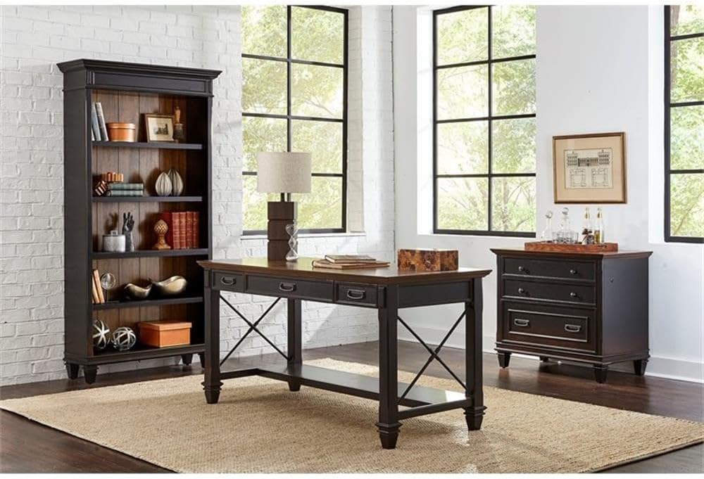 Martin Furniture Hartford Wood Lateral File with Locking Legal/Letter File Drawer Black