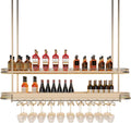 Modern Gold Hanging Wine Glass Holder，Ceiling Bar Wine Glass Shelf，Ceiling Mounted Bottle Rack，for Home，cafes ，Bar