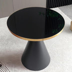 Modern Round End Table, Round End Tables Living Room Modern,Circle Side Table with Sturdy Metal Base for Living Room,Bedroom,Small Spaces,Brown