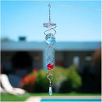 Decorative Spiral - 2024 New Gazing Ball Spiral Tail Wind Spinner Stabilizer, Spinfinity Designs Hanging Kinetic Wind Spinners Decorative Spiral Crystal Sun Catchers Rainbow Maker (Red, 12in)