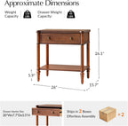 HULALA HOME Wood Nightstand with Charging Station, Traditional End Table with Solid Wood Drawer and Legs, Fluted Nightstand for Living Room, Bedroom Set of 2, Brown