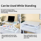 Tea Table, Standing Desk Converter Stand Desk with Keyboard Tray Height Adjustable Stand Up Desk Riser Suitable for Use in Laptops and Single Monitor Work Consoles Home Offices(Beige,25.6 * 15.7in)