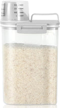 TBMax Rice Storage container 4 Lbs, Small Rice Dispenser with Measuring Cup, Grey Cereal Containers Flour Bin, Kitchen Food Storage Container and Pantry Organizers, Pet Dog Cat Food Dispenser