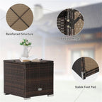 Pemberly Row 2PCS Patio Rattan Ottoman Seat with Storage, Off White, Durable Outdoor Furniture, Multipurpose Design for Patio Seating and Storage Solutions