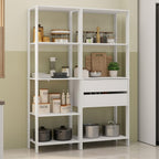Madesa Kitchen Pantry Storage Rack with 2 Drawers and Open Shelves 51" L Multiuse Modular Cabinet for Kitchen Organization - White