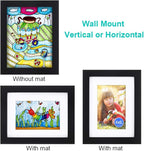 RPJC 6x8 inch Picture Frame Made of Solid Wood and High Definition Glass Display Pictures 4x6 with Mat or 6x8 Without Mat for Wall Mounting Photo Frame Black