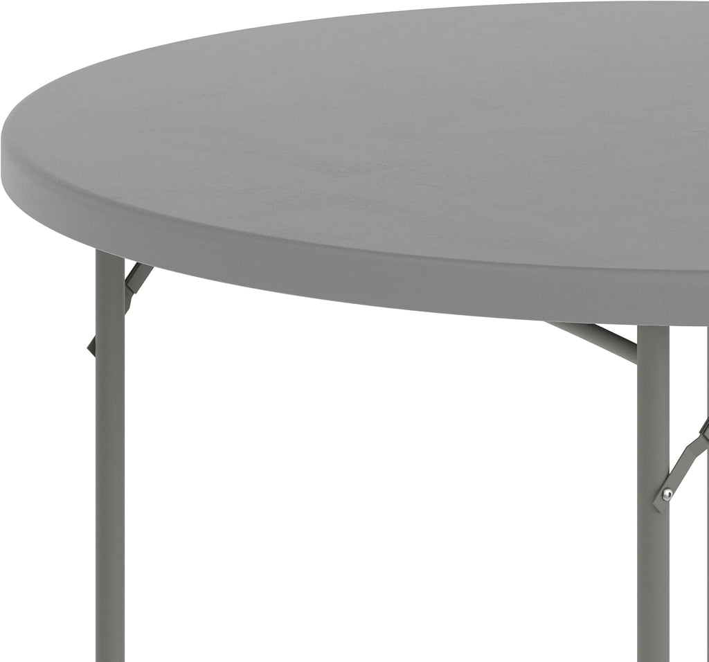 Flash Furniture 4 ft Plastic Round Folding Table, Dark Gray | Durable Construction, Commercial Use