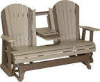LuxCraft 5' Adirondack Glider with fold Down Console (Weatherwood on Chestnut Brown)