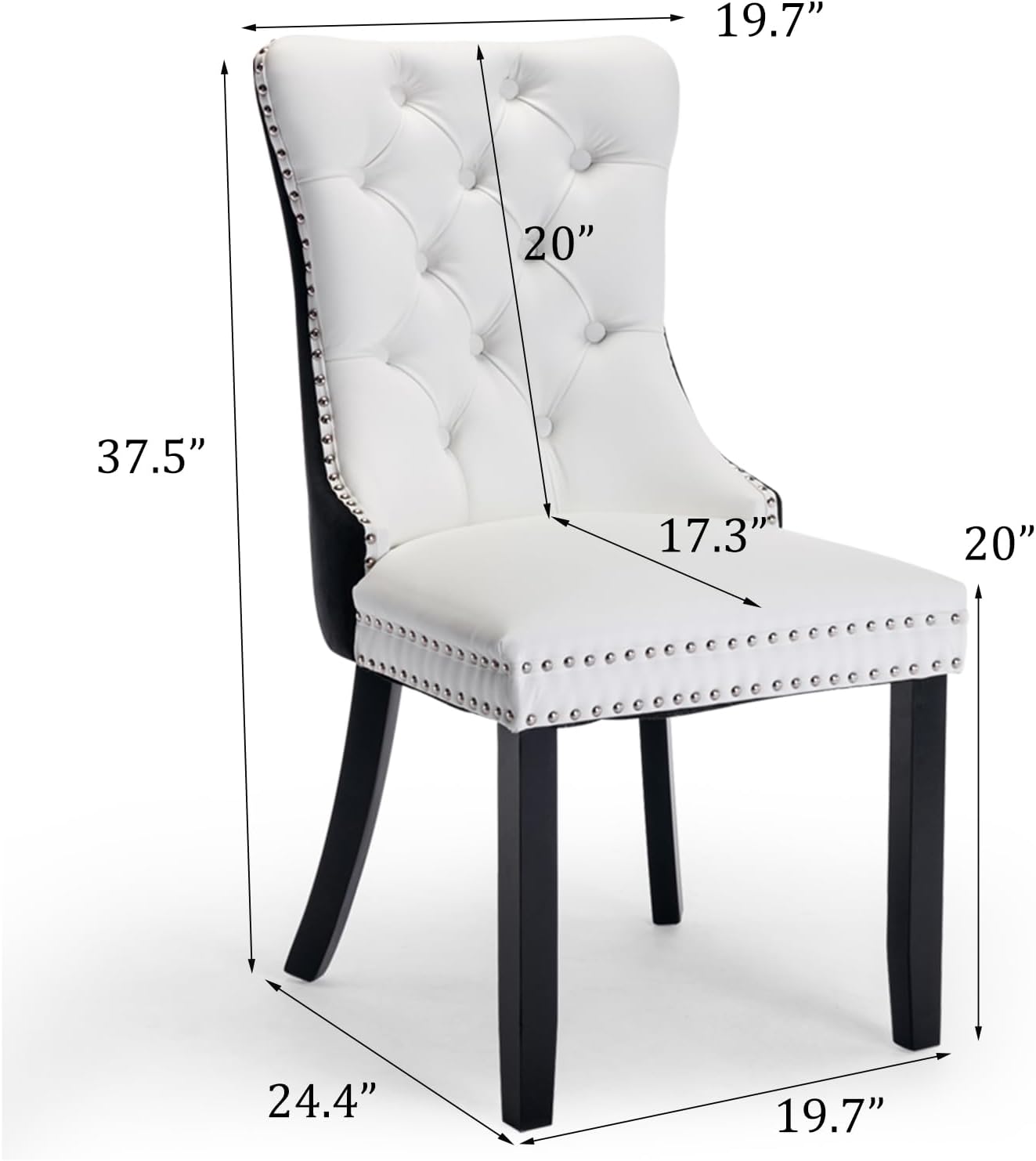 Dining Table and Dining Chair Set 23.6" Black Round Table&2 Leather Upholstered Wooden Legs Chairs for Kitchen Dining Room Small Space 3 Piece Dining Table and Chair Set(Black&White)