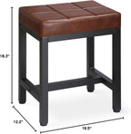 Vanity Stool, Vanity Chair for Makeup Room, Square Faux Leather Small Ottoman Foot Stool with Metal Legs, Modern Makeup Chair for Bedroom, Living Room, Brown