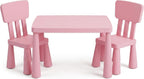 Relaxdays Children's Furniture Set, 1 Children's Table, 2 Chairs, Wipe-Clean, Lightweight Plastic, Seating Corner for Children's Room, Pink