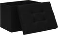 Folding Storage Ottoman, 16.5" Rectangular Footstool with Padded Tufted Lid, Collapsible Storage Footrest for Small Space, Living Room, Bedroom, Dorm, Black