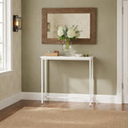 Narrow Entryway Console Table & Sofa Side Table - Industrial Hallway Table for Small Spaces, Behind Couch Table, Multi-Functional Living Room Bedroom Office,White, 29.5" x 9.4" x 29.5"