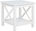 Coaster Home Furnishings - Skyview - Wood - Square End Table with Open Shelf, X-Frame Base and Coastal Style - Living Room - 20-Inch - White - 722087
