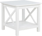 Coaster Home Furnishings - Skyview - Wood - Square End Table with Open Shelf, X-Frame Base and Coastal Style - Living Room - 20-Inch - White - 722087