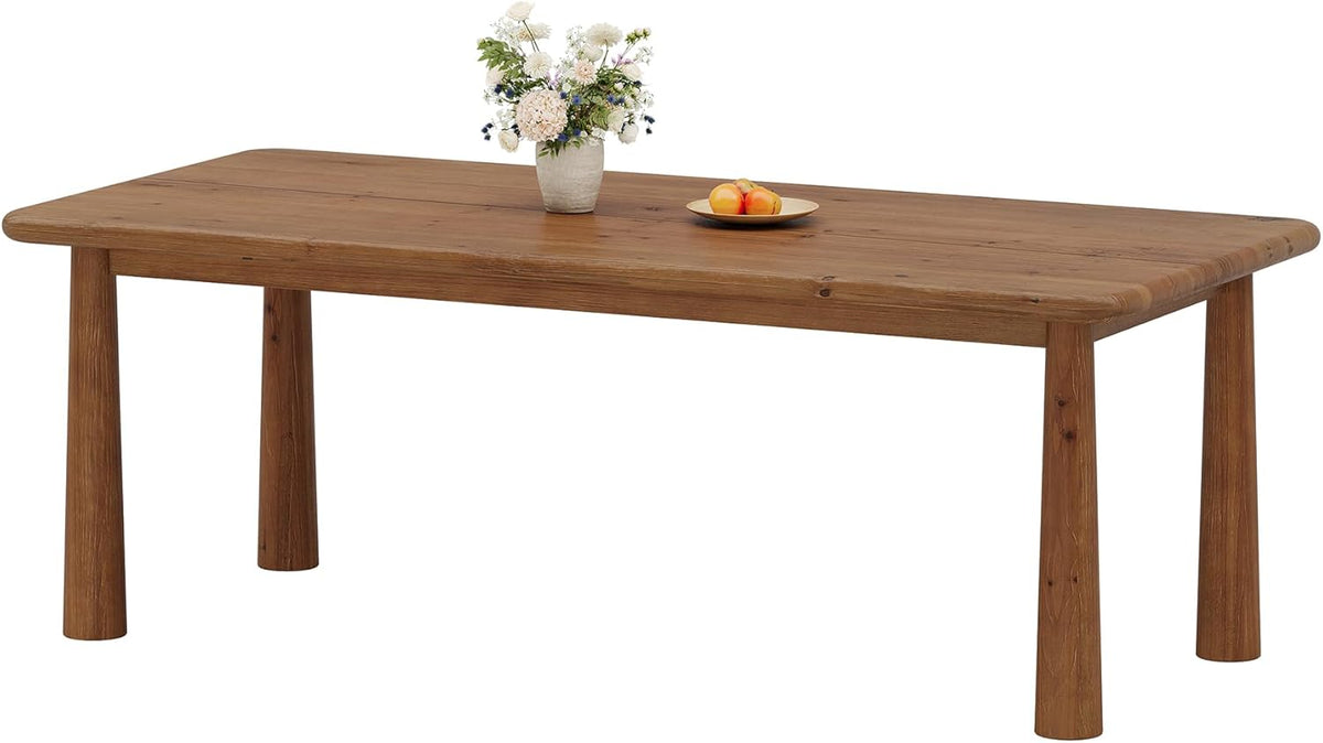 63-Inch Solid Wood Dining Table, Farmhouse Kitchen Table for 4 to 6, Rectangular Wood Dining Room Table for Home, Kitchen, Living Room (Rustic Brown)