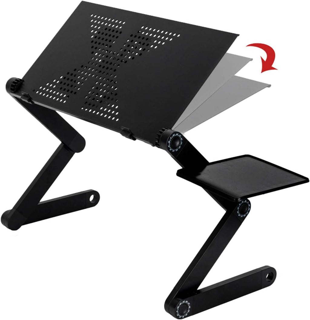 360-Degree Rotation Multifunctional Portable Folding Table with Fan & Mouse Black