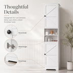 Viaozutis Tall Bathroom Storage Cabinet, Slim Freestanding Cabinet with Adjustable Shelves, Vertical Storage Organizer for Small Bathrooms, Toilet Paper & Daily Essentials Storage（White）