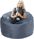 3 Feet Bean Bag Chair, Memory Foam Filled, Removable Cover, Bean Bag Chairs for Adults and Teens, Grey