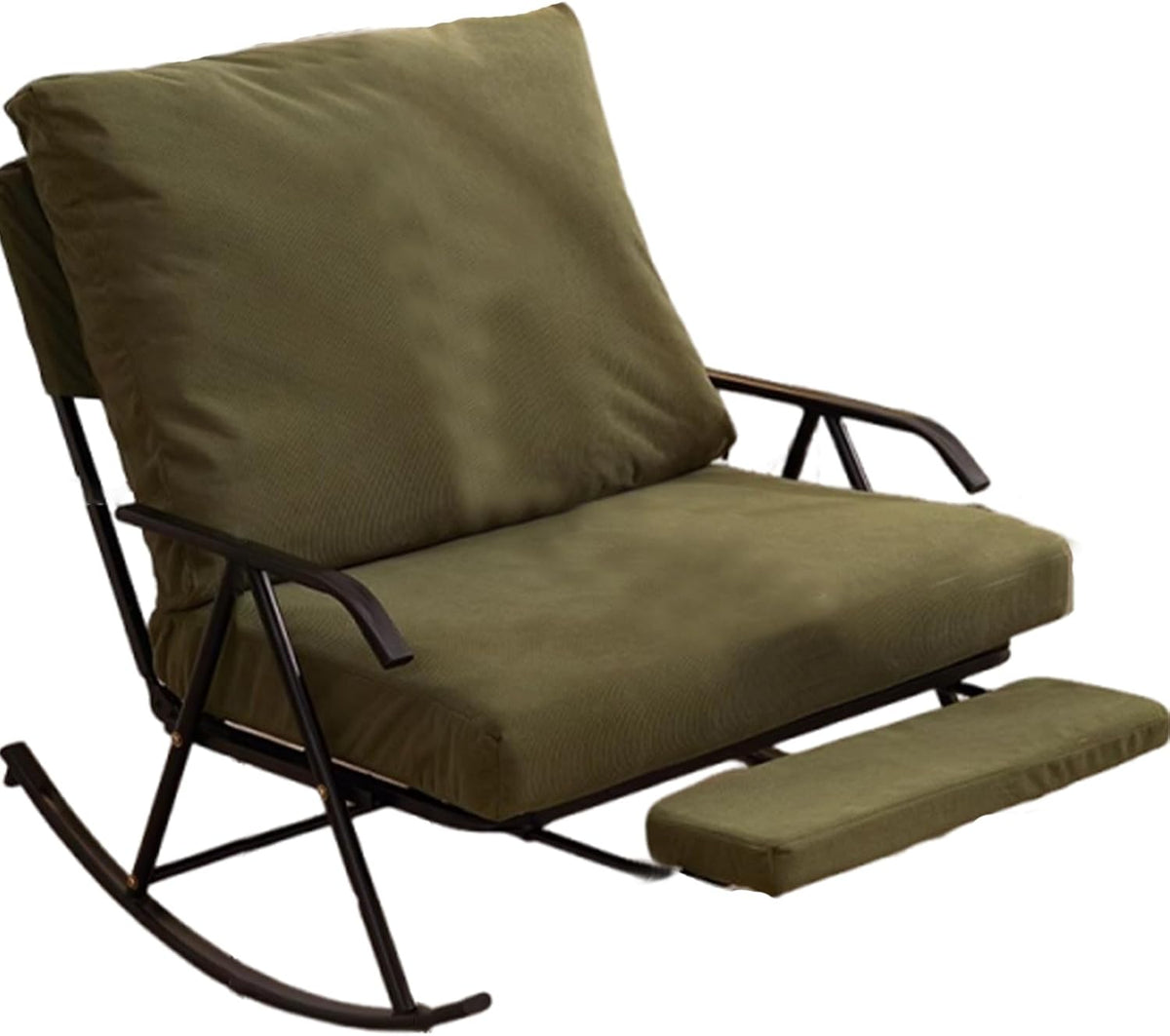 92cm Wide Double Rocking Chair,Featuring an Adjustable backrest and Retractable footrest, Suitable for Balconies, bedrooms, and Living Rooms Green