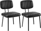 DUMOS Dining Chairs Set of 6, Upholstered Mid-Century PU Leather Accent Chair with Backrest and Metal Legs for Kitchen, Dining Room, Living Room, Black