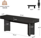 Tribesigns Farmhouse Wooden Dining Bench, 47" Indoor Entryway Bench with Sturdy Frame for Dining Room, Livingroom, Hallway, End of Bed (Black)