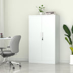 iJINGUR Metal Storage Cabinet with Locking Doors and Adjustable Shelves, 53.5-Inch Tall Lockable Storage Cabinets for Home Office Garage Kitchen Pantry (White)